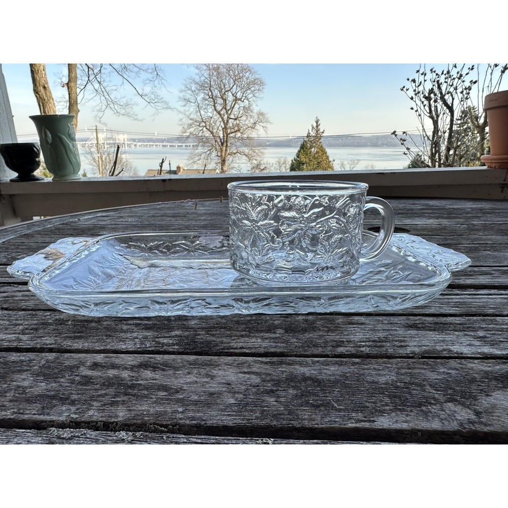 Princess House Fantasia Poinsettia Soup Sandwich Tray & Bowl Set RARE MINT 1of2